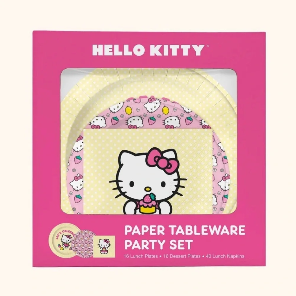 Hello Kitty x Studio Oh! Strawberry Lemonade Paper Tableware Party Set